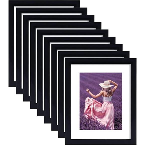 Accents 8x1 Picture Frame Black Set Of 9 Display Picture 5x7 W Mat Or